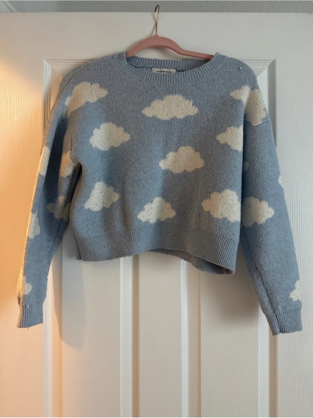 Hooked Up by IOT Light Blue Cloud Knit Sweater